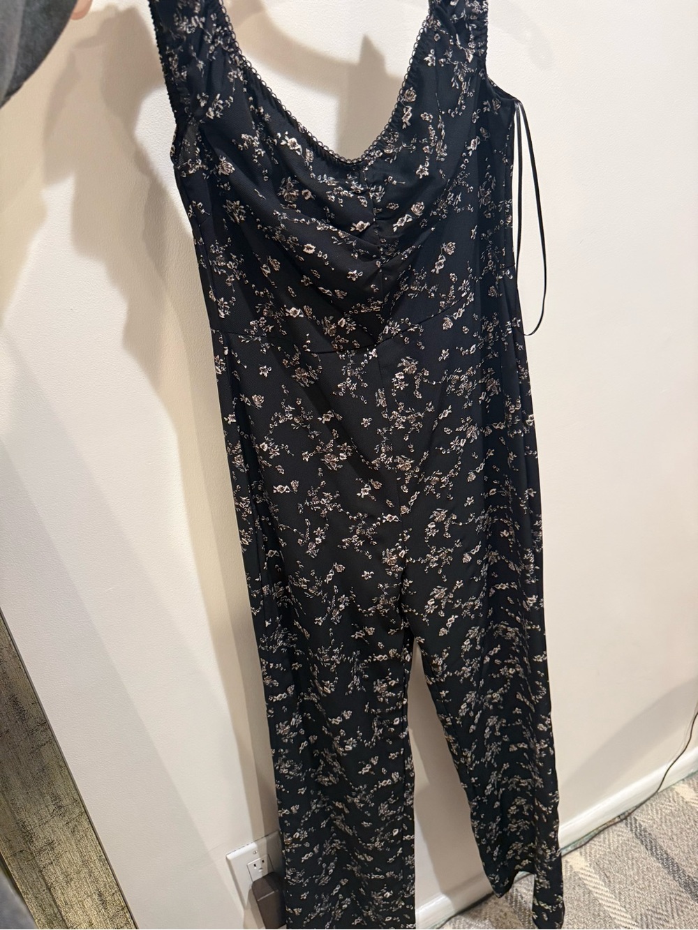 emory park Black Floral Jumpsuit with Neutral Print